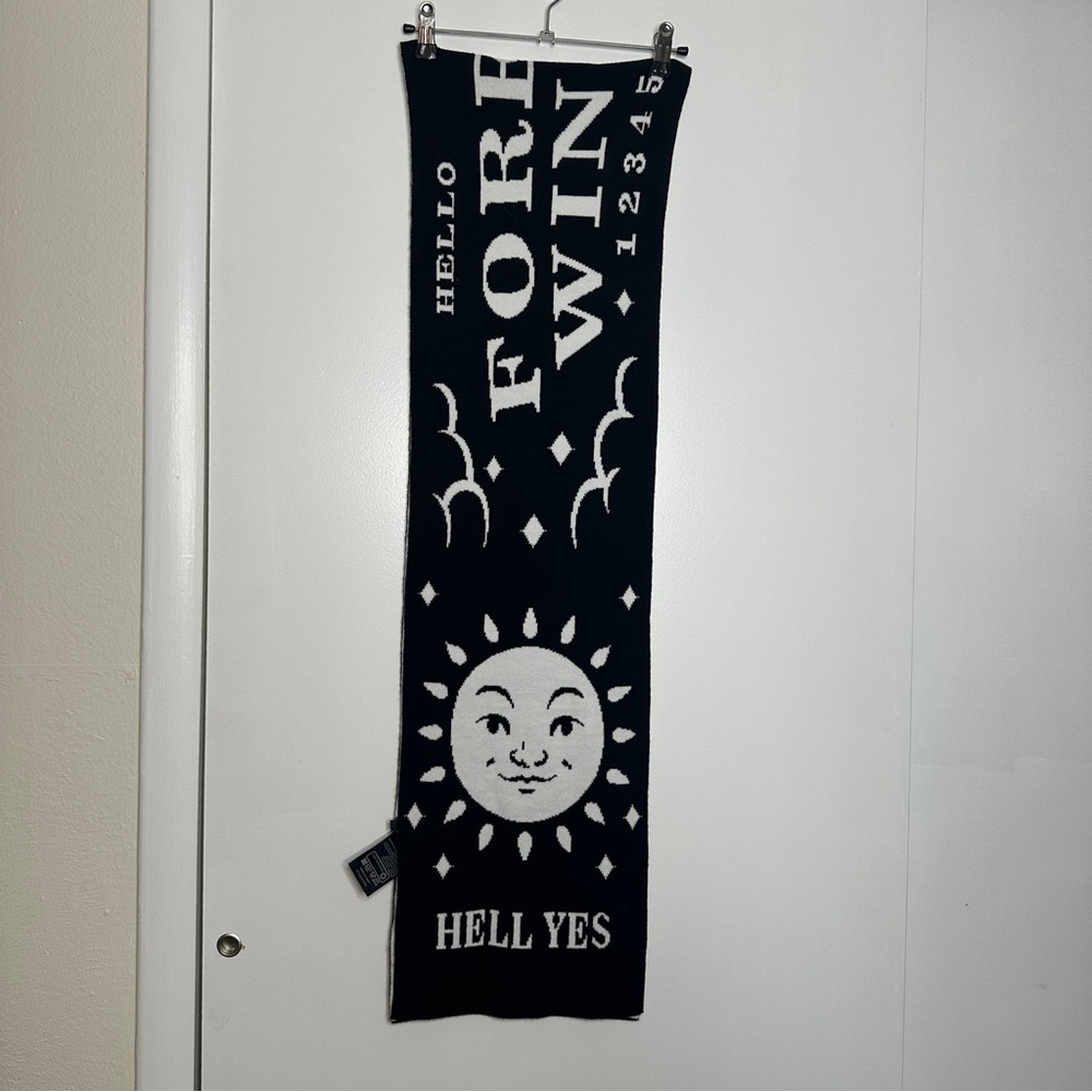 Killstar scarf oiujii board forever winter black white goth gothic winter fall